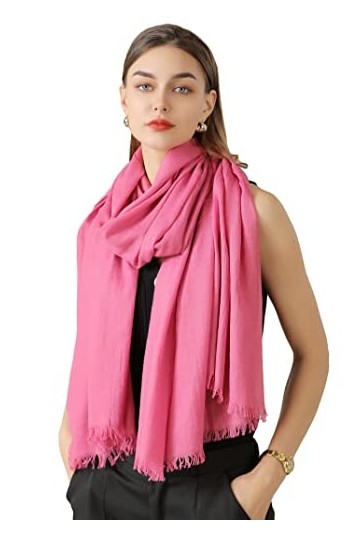 Foulard pour femme, grand châle doux et léger, pour filles, écharpes classiques unies pour toutes les saisons, rose