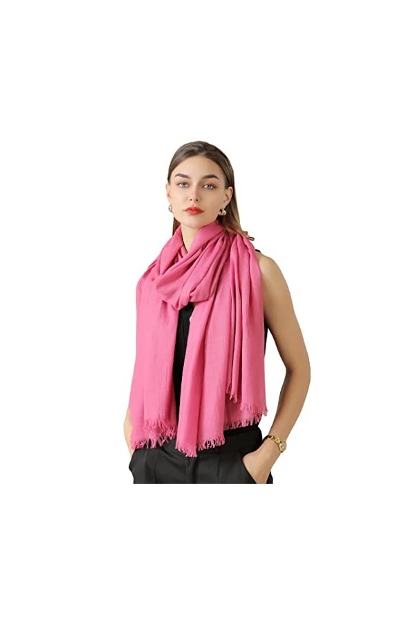 Foulard pour femme, grand châle doux et léger, pour filles, écharpes classiques unies pour toutes les saisons, rose