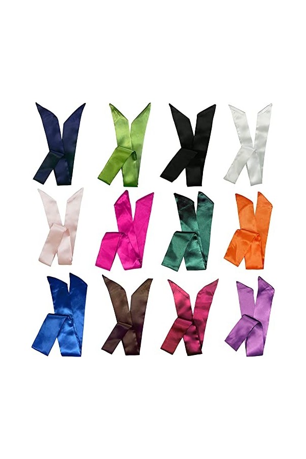 LilMents Lot de 12 têtes de cheveux en satin pour sac à main, mèches, écharpes, cravates - - Taille Unique