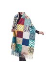 157 Echarpe Cadeau Patchwork Vintage Lisbonne Espagne Tunisie Motifs Glands Foulard Élégant Étole Châle De Femme Unisex Chaud