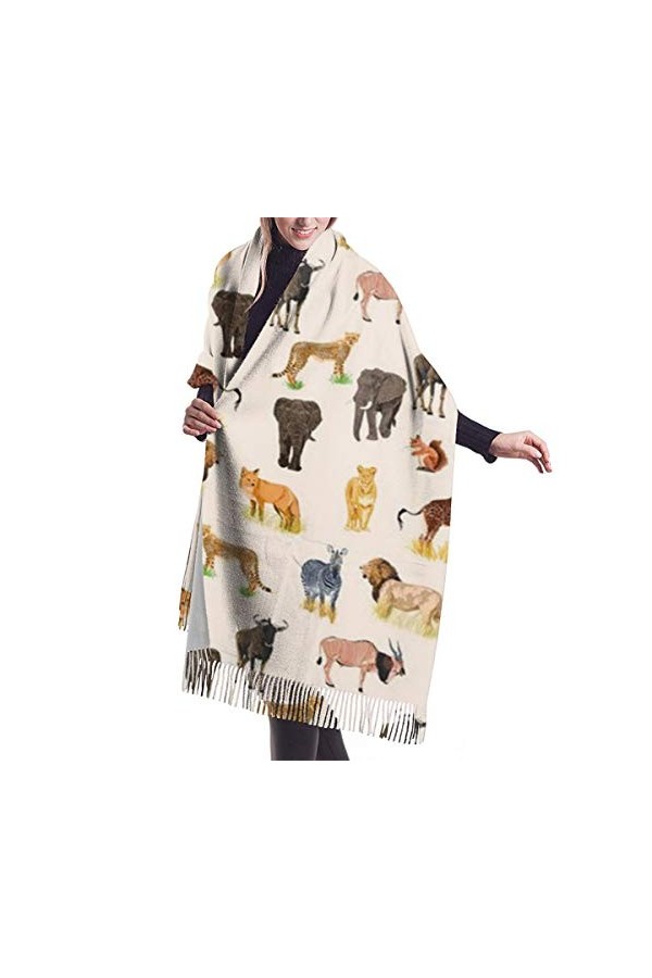 157 Foulards Animaux Sauvages Safari Animal Zoo Thème Echarpe Cadeau Doux Écharpe Femme Élégant Étole Châle De Femme