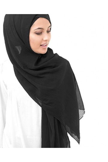 InEssence Écharpe hijab en mousseline pour femme, noir profond, M