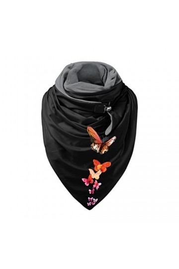 Echarpe Hiver, Echarpe Triangle Femme Chale Dautomne Dhiver Chaude Echarpe Cachemire Avec Bouton Mode Imprimé Papillon Piss