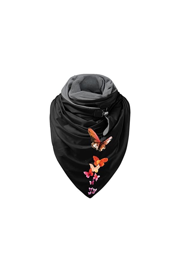 Echarpe Hiver, Echarpe Triangle Femme Chale Dautomne Dhiver Chaude Echarpe Cachemire Avec Bouton Mode Imprimé Papillon Piss