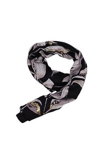 QUEEN HELENA Écharpe Hiver Foulard Long pour Femme SC22-1 Noir, Taille unique