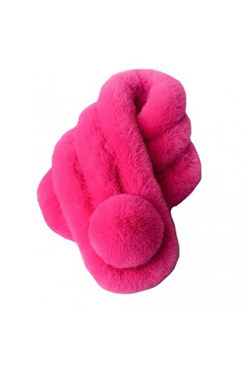 Lina & Lily Écharpe Femme Tour de Cou en Fausse Fourrure Pompon Rose 