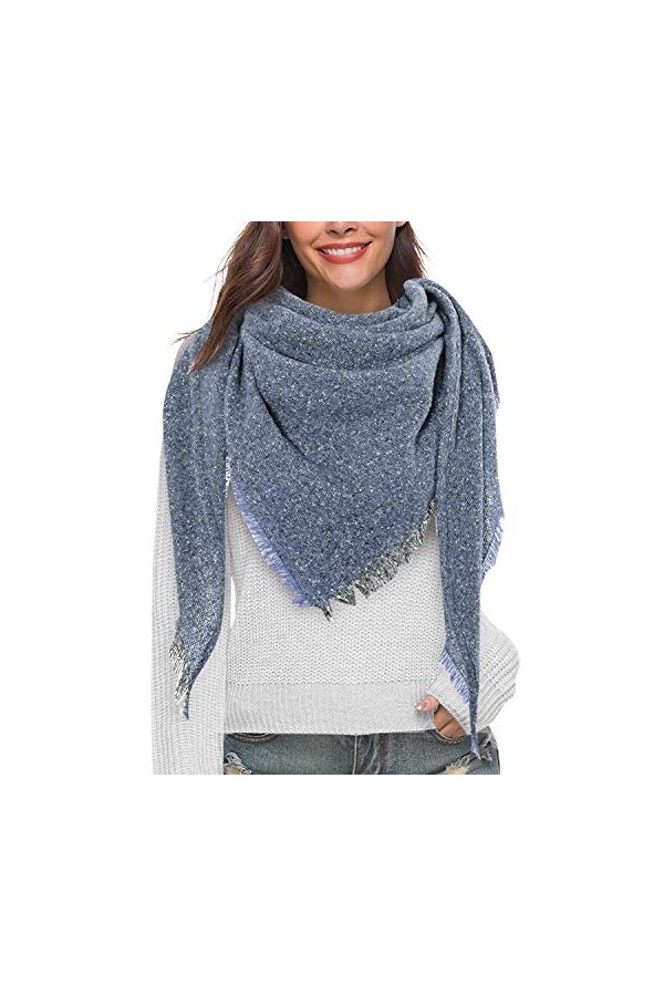 Yuson Girl Écharpe Chale Femme Echarpe Châle Patchwork Etole Cachemire Imitation Chaud Automne Hiver Glands Foulard Noir-A, T