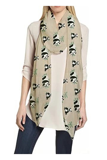Lina & Lily Écharpe Foulard pour Femme Imprimé Panda Animal, Cadeau Chinois Beige 