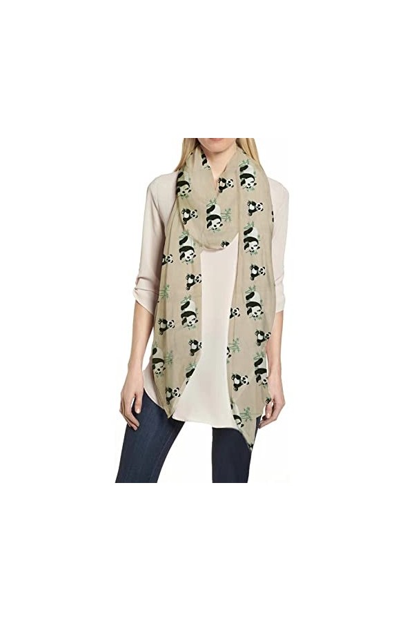 Lina & Lily Écharpe Foulard pour Femme Imprimé Panda Animal, Cadeau Chinois Beige 