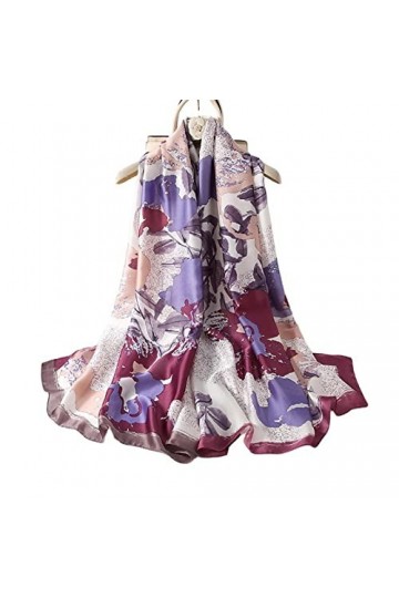 LANKEE Silk Scarf Women Shawl Purple Scarf écharpe dames châle mariage