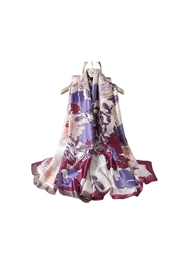 LANKEE Silk Scarf Women Shawl Purple Scarf écharpe dames châle mariage