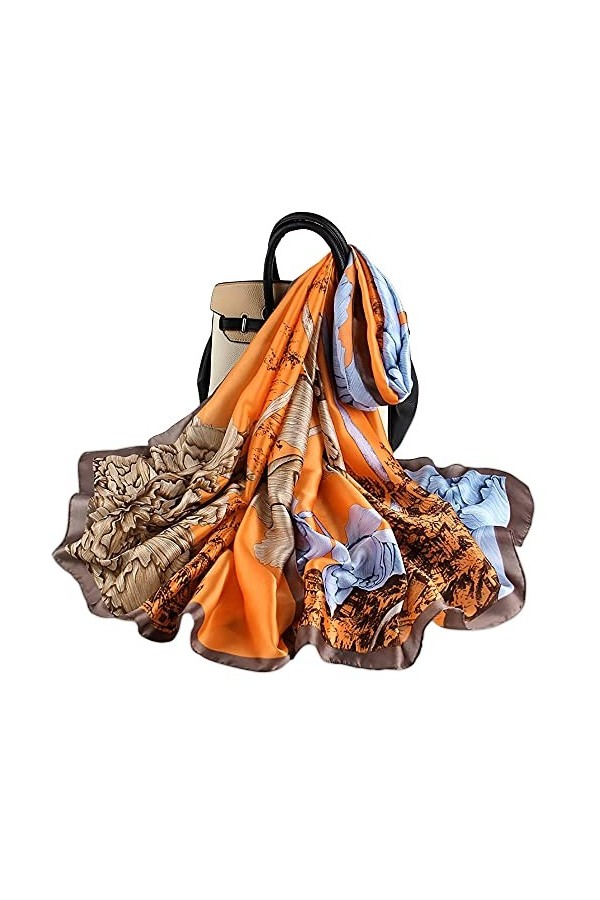 LANKEE Silk Scarf Women Shawl Purple Scarf écharpe dames châle mariage