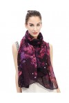Lina & Lily Écharpe Foulard pour Femme Imprimé Galaxie Étoiles Violet/Noir 