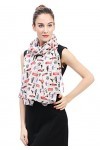 Lina & Lily Écharpe Foulard pour Femme Imprimé Londres London Souvenir Blanc 