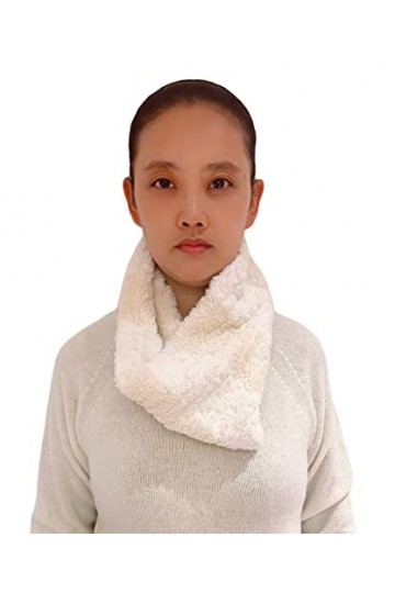 Lina & Lily Écharpe Tube Snood Fausse Fourrure Femme Homme Hiver Blanc 