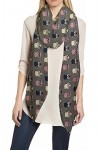 Lina & Lily Écharpe Foulard pour Femme Imprimé Hibou Gris Foncé 