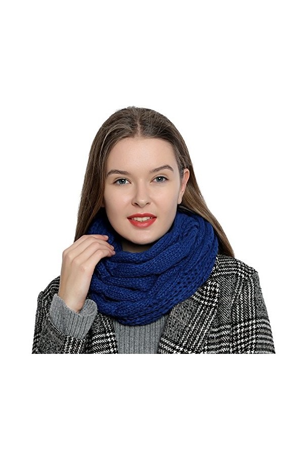 DonDon Écharpe tube pour femme chaude et douce en tricot - Noir