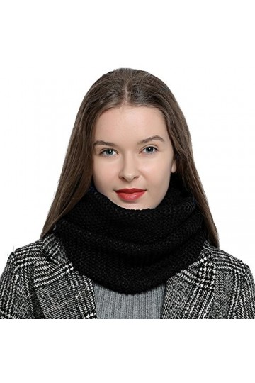 DonDon Écharpe en laine tube pour femme chaude et douce en tricot - Noir