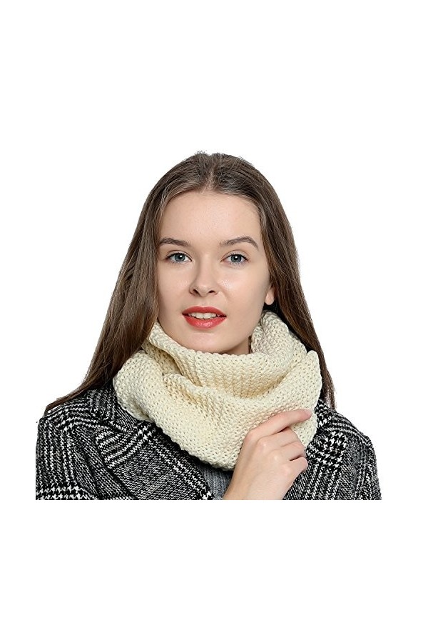 DonDon Écharpe en laine tube pour femme chaude et douce en tricot - Noir