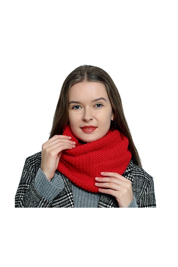 DonDon Écharpe en laine tube pour femme chaude et douce en tricot - Noir