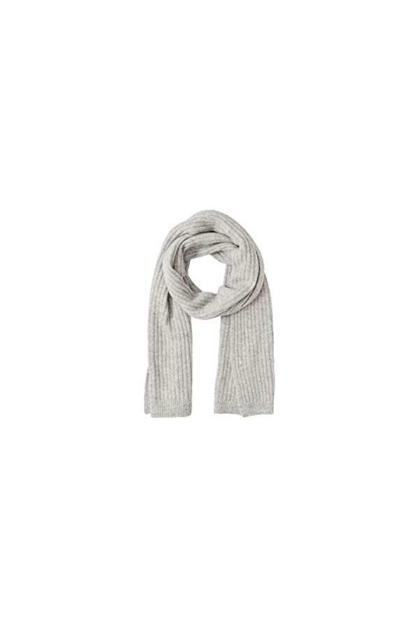 PIECES PCJESLIN Wool Long Scarf Noos BC Écharpe, Gris Clair chiné, Taille Unique Femme