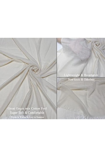 Écharpe dété en coton léger pour femme - 190 x 100 cm - Crème