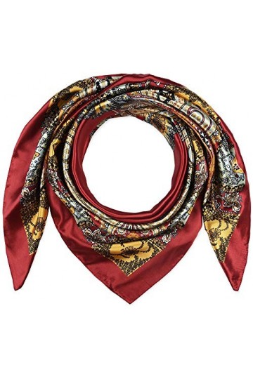 Corciova Grande écharpe carrée en soie pour femme 35 cm - Noir - Large