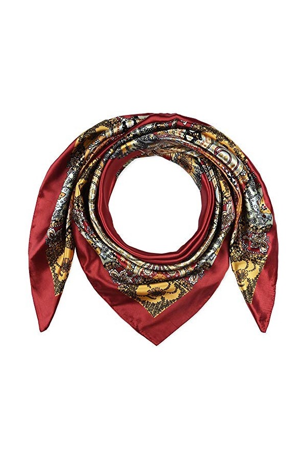 Corciova Grande écharpe carrée en soie pour femme 35 cm - Noir - Large