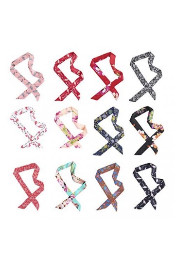 HOULIFE Femmes Foulard Long Imitation Soie Tête Cheveux Poignée Sac À Main Ceinture Écharpes Cravate Décoration pour Lady Fil