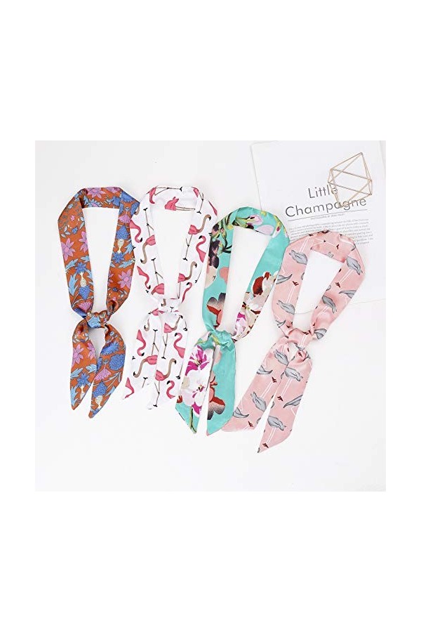 HOULIFE Femmes Foulard Long Imitation Soie Tête Cheveux Poignée Sac À Main Ceinture Écharpes Cravate Décoration pour Lady Fil