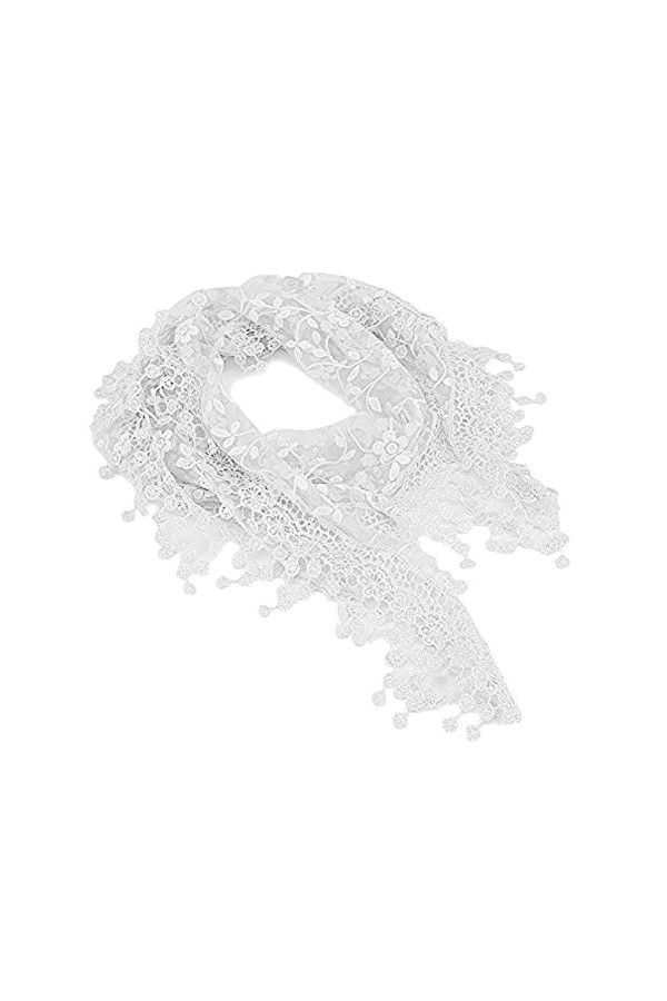 TININNA Doux Respecte la Peau du Cou en Tassel Lace Sheer Burntout Imprimé Floral Triangle Echarpe Mignon pour Les Femmes Fil