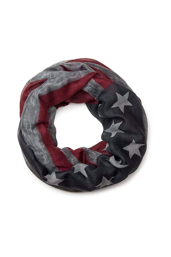 styleBREAKER design vintage USA motif drapeau tube de boucle écharpe, étoiles et rayures, unisexe 01016083, couleur:gris