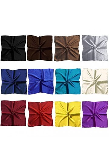 Lot de 12 foulards carrés en satin pour femme Motifs variés, Set Zc, Taille Unique