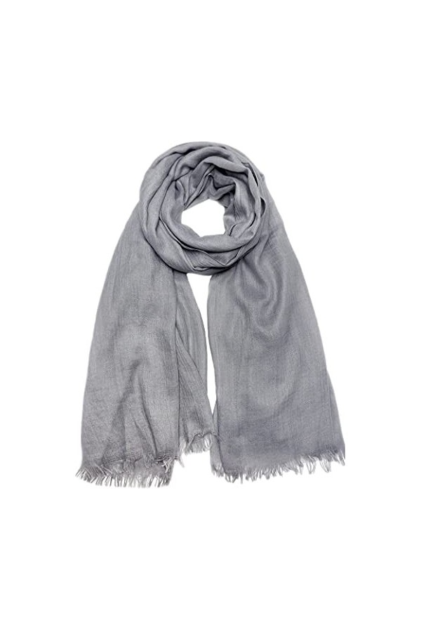 Écharpe dété légère pour femme en lin - 190 x 109 cm - Gris