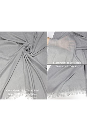 Écharpe dété légère pour femme en lin - 190 x 109 cm - Gris