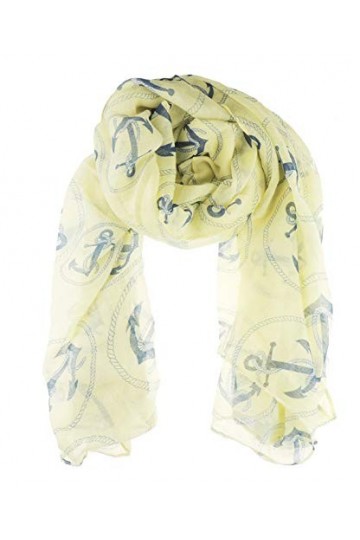 Glamour Girlz Écharpe tendance pour femme Motif ancre marin maritime - Jaune - Taille unique