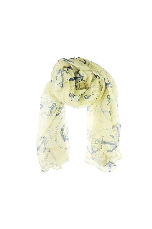 Glamour Girlz Écharpe tendance pour femme Motif ancre marin maritime - Jaune - Taille unique