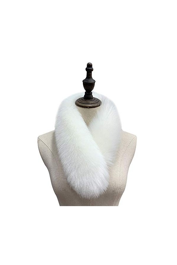 MoreChioce Echarpe de Fourrure Faux,Mode 70cm Femme Écharpe Chaude Foulard Fourrure Synthétique Hiver Col Amovible Châle Moel