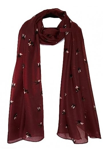 GFM® Écharpe imprimée abeilles, BE-18-BrgLL-Bordeaux, L