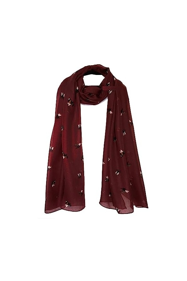GFM® Écharpe imprimée abeilles, BE-18-BrgLL-Bordeaux, L