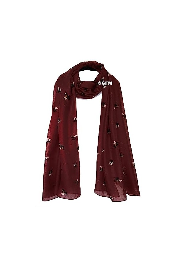 GFM® Écharpe imprimée abeilles, BE-18-BrgLL-Bordeaux, L