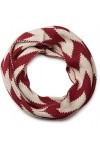 styleBREAKER Écharpe loop en maille lisse avec motif en zigzag de couleur différente, unisexe 01018129, couleur:Rouge-beige