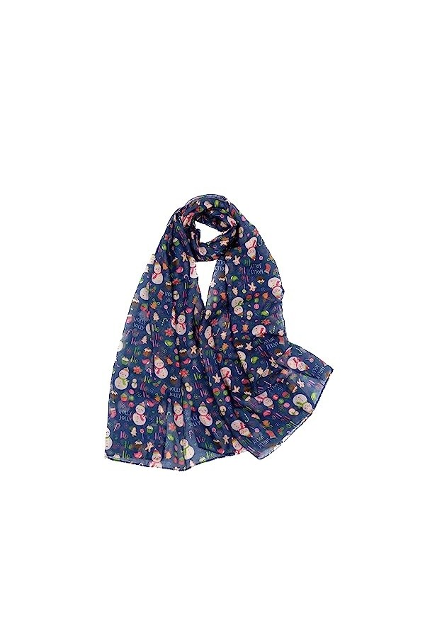 Claudia & Jason® Écharpe avec motif bonhomme de neige pour femme, moutarde, Taille Unique