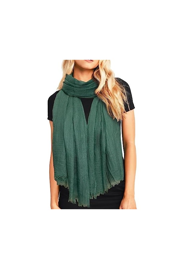 Écharpe légère en gaze longue pour femme, châle dété en lin uni 190 x 109 cm, fuchsia, taille unique