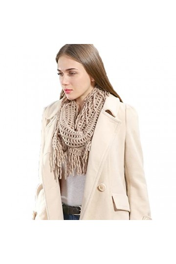 TuYines Écharpe tubulaire dhiver chaude et douce pour femme, a-kaki, taille unique