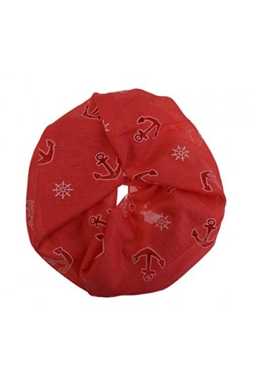 DS-70 Écharpe tour de cou avec motif ancre marine - Rouge - Taille Unique
