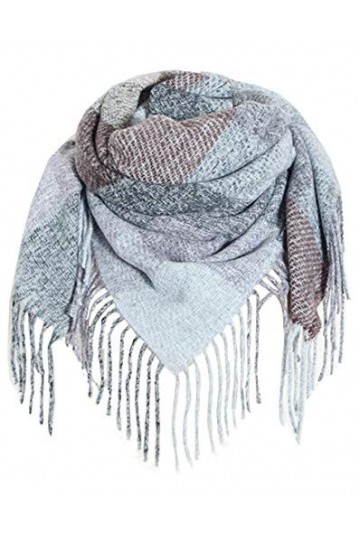 Jacyren Écharpe carrée pour femme Motif tartan rayé XXL 40 + couleurs Style XXL écharpe A34 