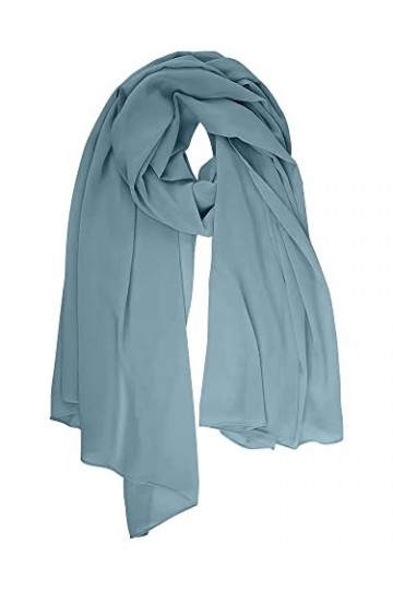 Love My Fashions® Écharpe en mousseline de soie pour femme – Châle uni et soyeux pour femme – Châle léger doux tendance à lon