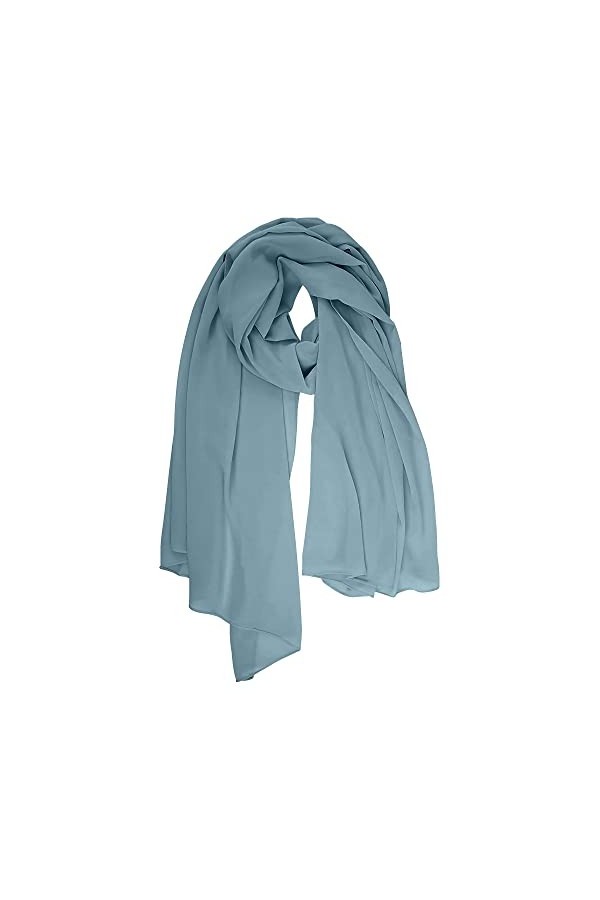 Love My Fashions® Écharpe en mousseline de soie pour femme – Châle uni et soyeux pour femme – Châle léger doux tendance à lon