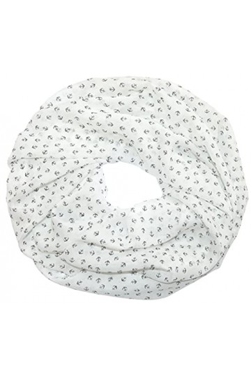 Écharpe tour Eiffel Paris à pois - Motif ancre - Ville - Vintage - Maritime, Ancre – Blanc avec noir, taille unique